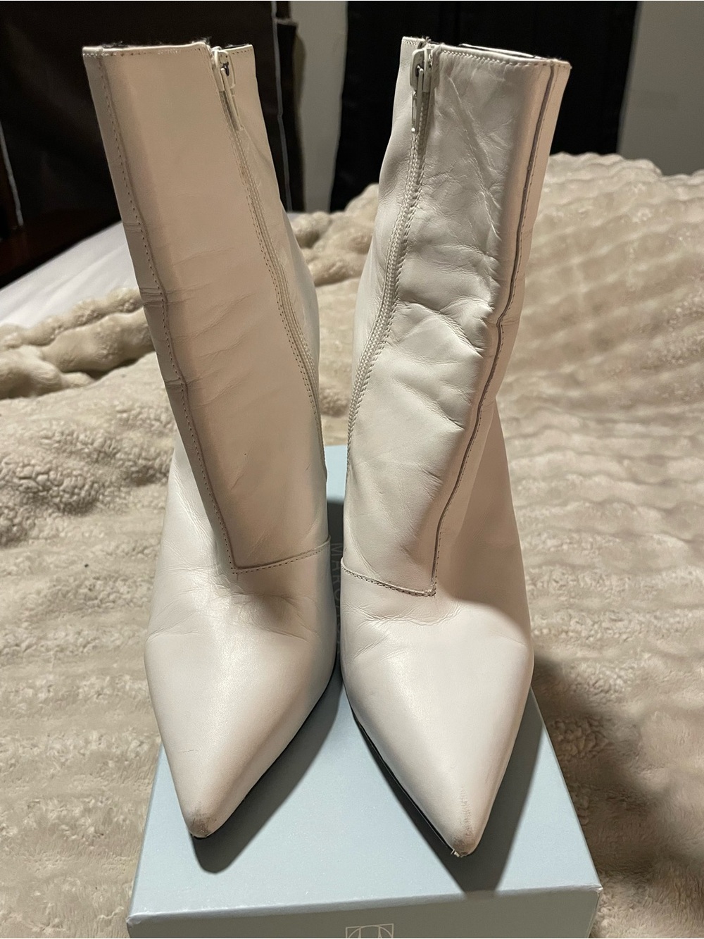 Tony Bianco Women's Pointed-Toe High Heel Ankle Boots in White - Picture 2 of 7